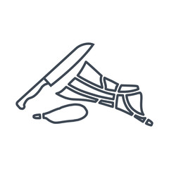 thin line icon food processing plant, meat carcass cutting