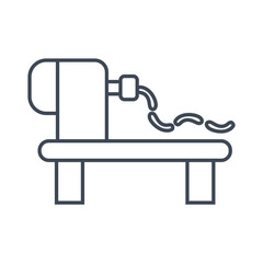 thin line icon meat processing plant, production of sausages