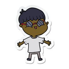 sticker of a cartoon boy wearing spectacles