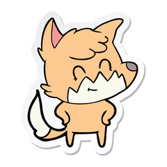 sticker of a cartoon friendly fox