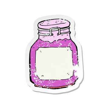 recommend clip art: retro distressed sticker of a cartoon kitchen jar