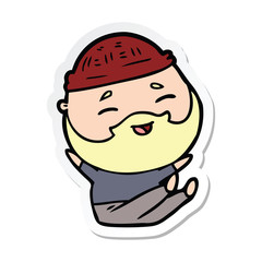 sticker of a cartoon happy bearded man