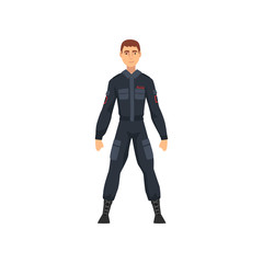 Professional Policeman Character in Uniform Vector Illustration