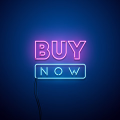 Buy Now neon sign. Vector illustration