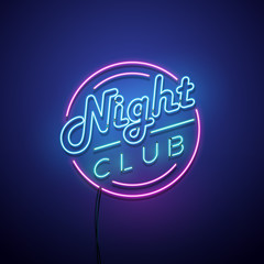Night club neon sign. Vector illustration.