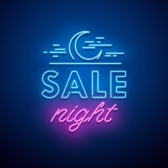 Sale Night neon sign. Vector illudtration.