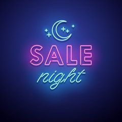 Sale Night neon sign. Vector illudtration.