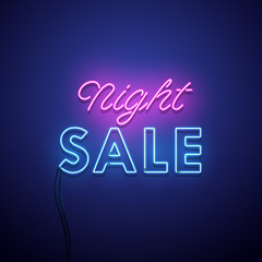 Night Sale neon sign. Vector illustration.