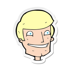 sticker of a cartoon grinning man