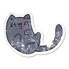 distressed sticker of a cartoon cat