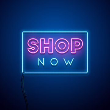 Buy Now neon sign. Vector illustration
