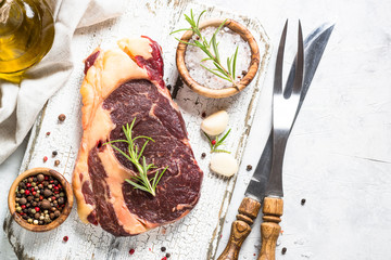 Black angus prime meat - ribeye beef steak.