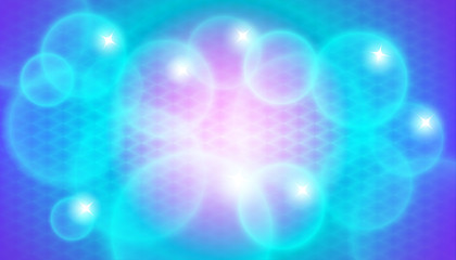 Blue abstract background with transparent bubbles.