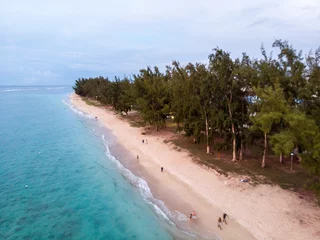 Crédence en verre imprimé Le Morne, Maurice Beach of Mauritius in Indian Ocean. Aerial photo taken from the drone