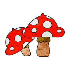 quirky hand drawn cartoon toadstools