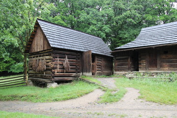 Fototapeta na wymiar Old, wooden houses, photo Czech republic