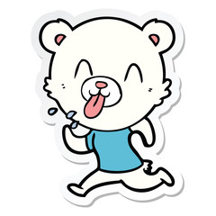 Fototapeta premium sticker of a rude cartoon polar bear sticking out tongue