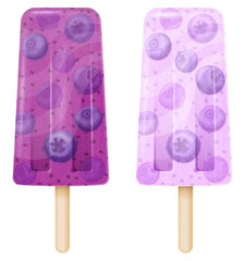 Set of blueberry ice cream. Vector illustration.
