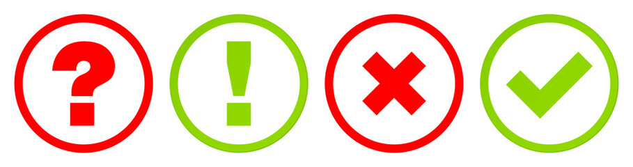 Buttons Frage, Antwort & Checkmarks Set Kontur