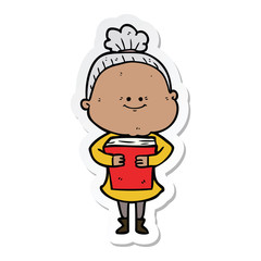 sticker of a cartoon happy old woman