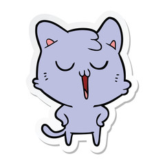 sticker of a cartoon cat singing