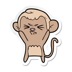 sticker of a cartoon angry monkey