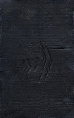 Artificial leather texture. Black old book cover. Rough surface with embossed. Blank retro page. Empty place for text. Perfect for background and vintage style design.