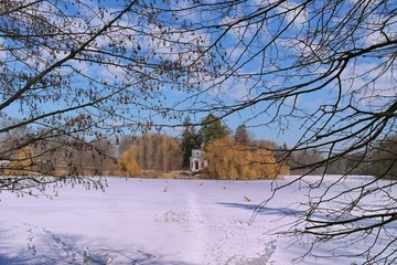 Spring landscape. Ukraine. Uman,  National dendrological park Sofievka.