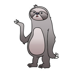 quirky gradient shaded cartoon sloth
