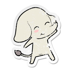 distressed sticker of a cute cartoon elephant