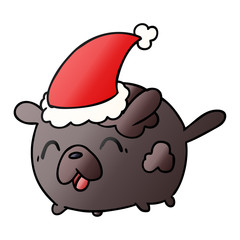 christmas gradient cartoon of kawaii dog