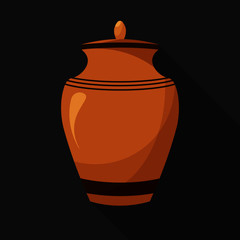 Flat design icons of urn for ashes. Cremation and funeral urn with dust. Burial and dead man. Isolated. Vector illustration.