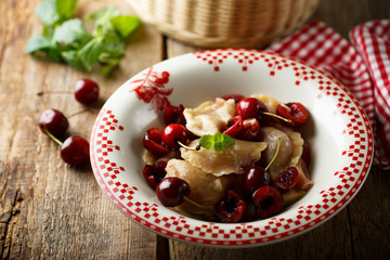 Homemade cherry dumplings