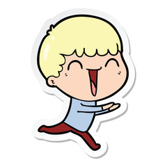 sticker of a cartoon happy man