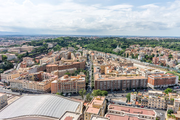 Fototapeta premium Roman Cityscape, Panaroma of Rome viewed from the top of Saint Peter's square basilica at the vatican
