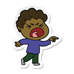 sticker of a cartoon furious man