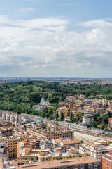 Naklejka premium Roman Cityscape, Panaroma of Rome viewed from the top of Saint Peter's square basilica at the vatican