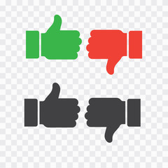 Dislike like icon flat. Thumb up symbol, finger up icon. like and dislike sign