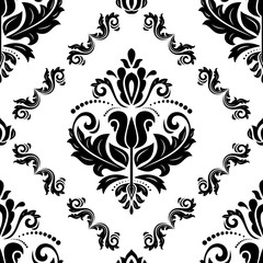 Orient vector classic pattern. Seamless abstract background with vintage elements. Black and white orient background. Ornament for wallpaper and packaging
