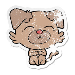 distressed sticker of a cartoon dog