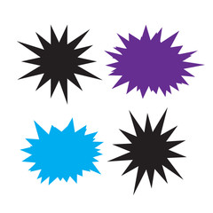 Colorful paper starburst speech bubbles. Starburst isolated icons set