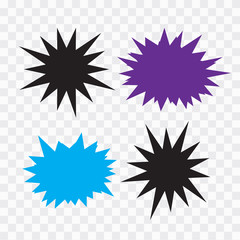 Colorful paper starburst speech bubbles. Starburst isolated icons set