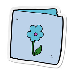 sticker of a cartoon flower greeting card