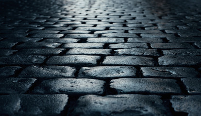 road paved with cobblestone