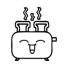 line drawing cartoon of a toaster
