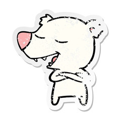 distressed sticker of a cartoon polar bear