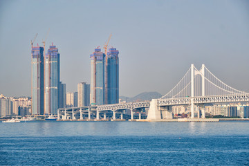 Fototapeta premium Gwangan Bridge and skyscrapers in Busan, South Korea