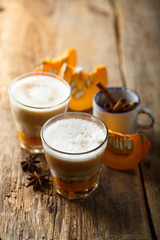 Pumpkin latte with cinnamon