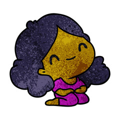 textured cartoon of a cute kawaii girl