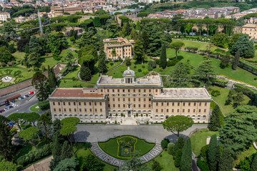 Roman Cityscape, Panaroma viewed from the top of Saint Peter's square basilica, Palace of the Governorate of Vatican City State